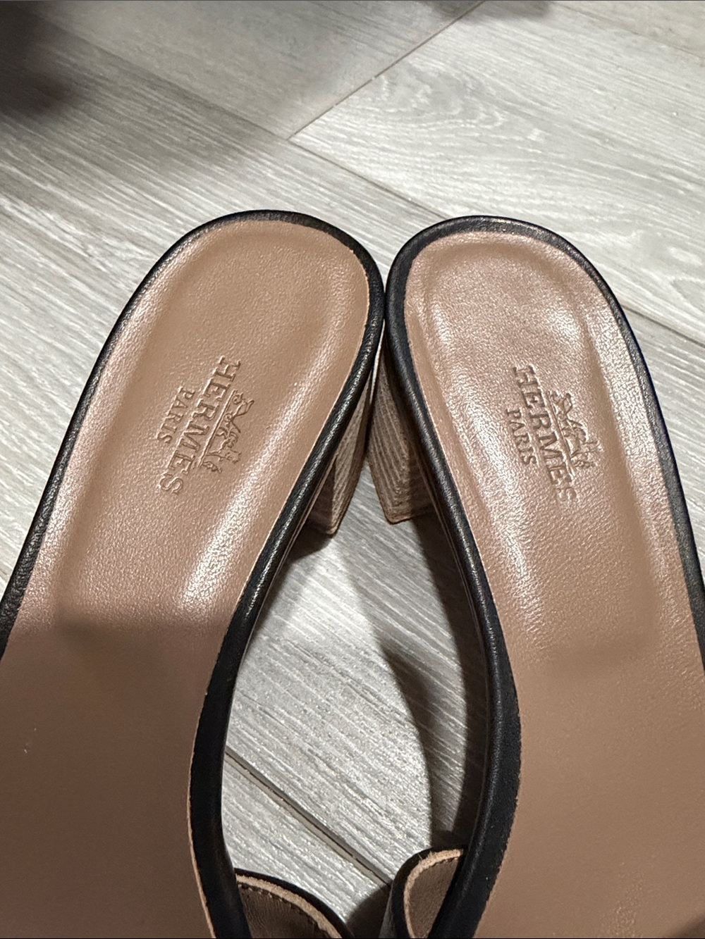 Black Oran Slide Sandals - Women's Leather Heeled Mules - Picture 4 of 4